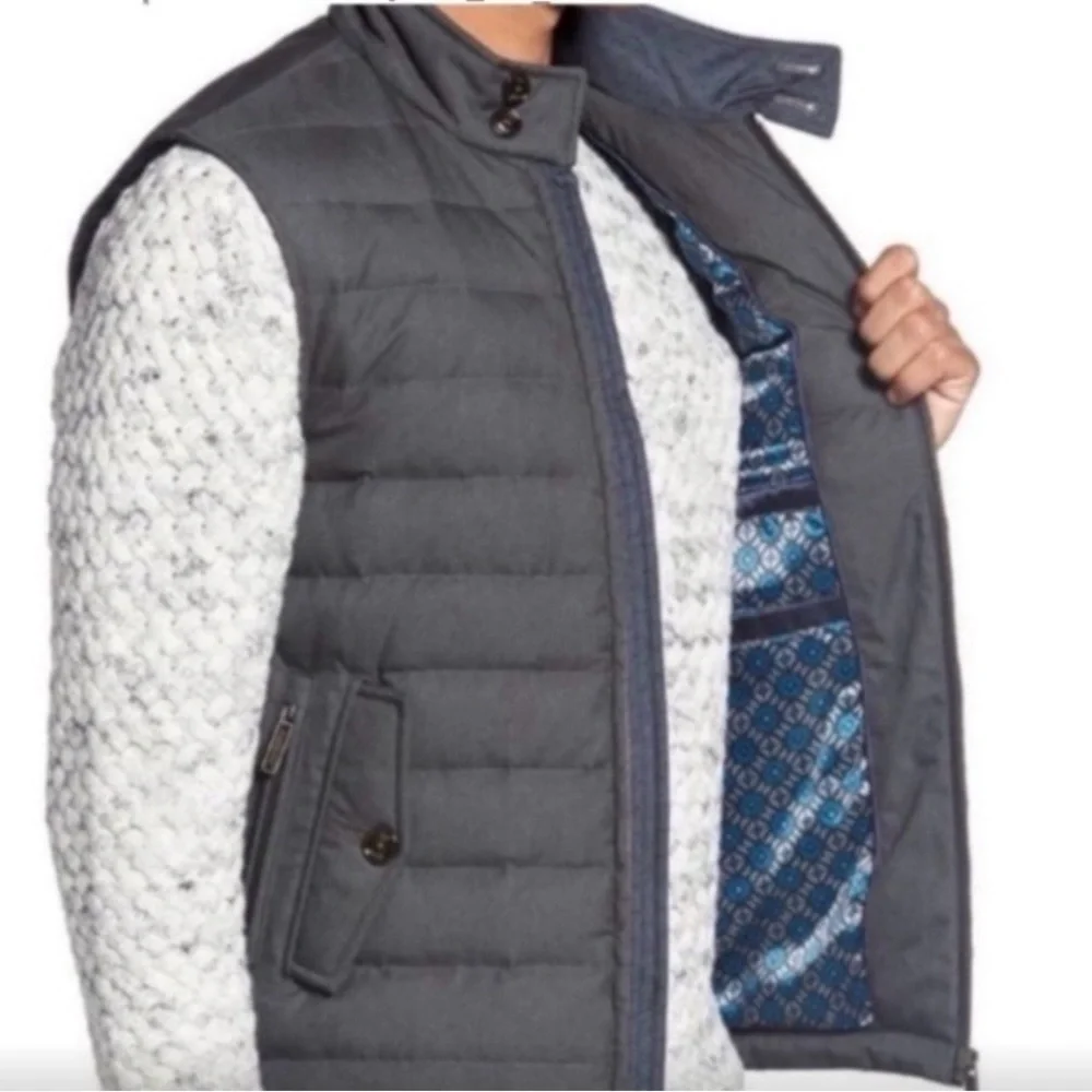 Ted Baker Dylan Navy Blue Quilted Vest - Pattern Lining Like New Size 3 Medium - Picture 3 of 9
